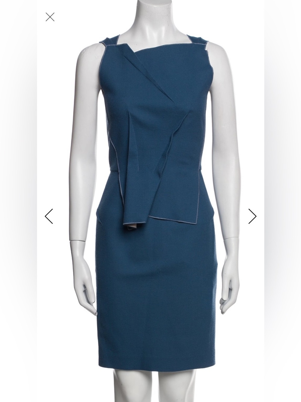 Roland Mouret Teal Structured Sleeveless Draped Sheath Dress - like new